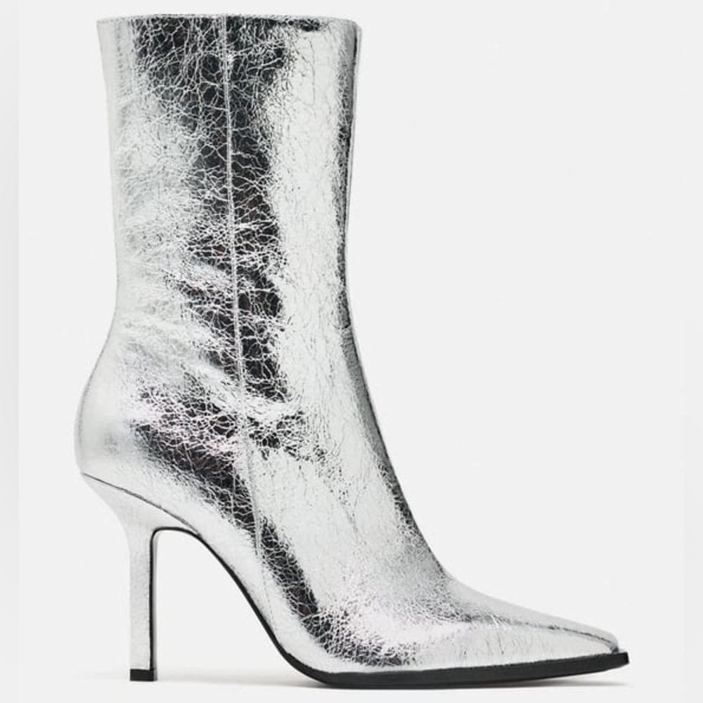 METALLIC HEELED ANKLE BOOTS